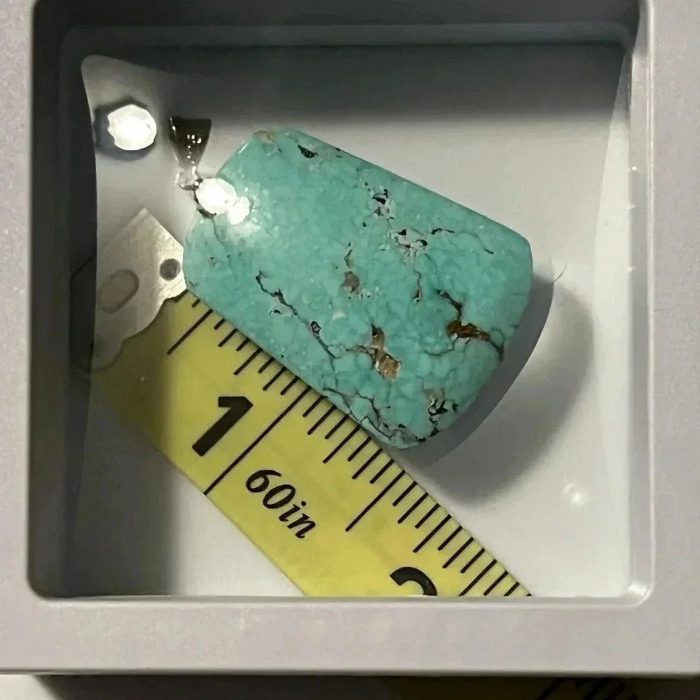 Genuine Natural Turquoise Gemstone Pendant, 925 Sterling Silver Bail
